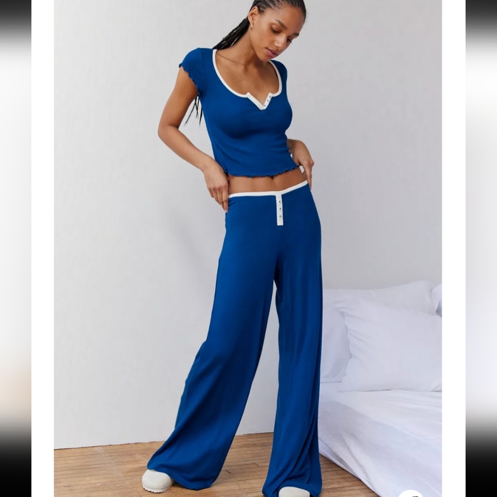 Urban Outfitters Out From Under Blue Wide Leg Lounge Pants
